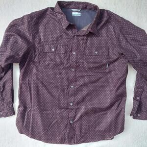 Columbia Pilsner Lodge Brown Tree Print Button Shirt Long Sleeve Size 2xl Omni